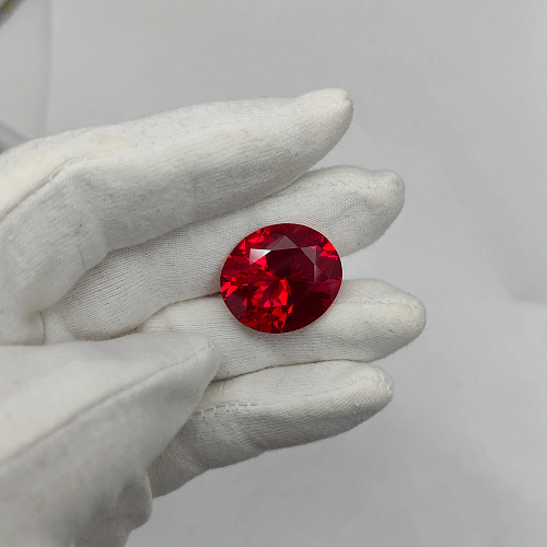 Рубин выращенный, овал 20*23 мм