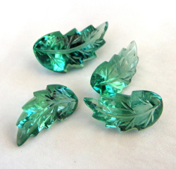 Кварц выращенный зеленый, гарнитур Листья