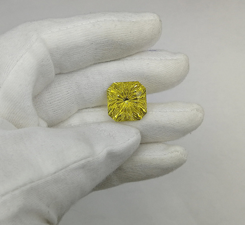 Цитрин, фантазийная огранка, октагон 16*16 мм